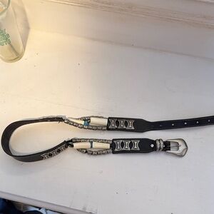 Western horse showing Black Leather Belt with Silver Accents 87 cm child’s belt